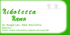 nikoletta mano business card